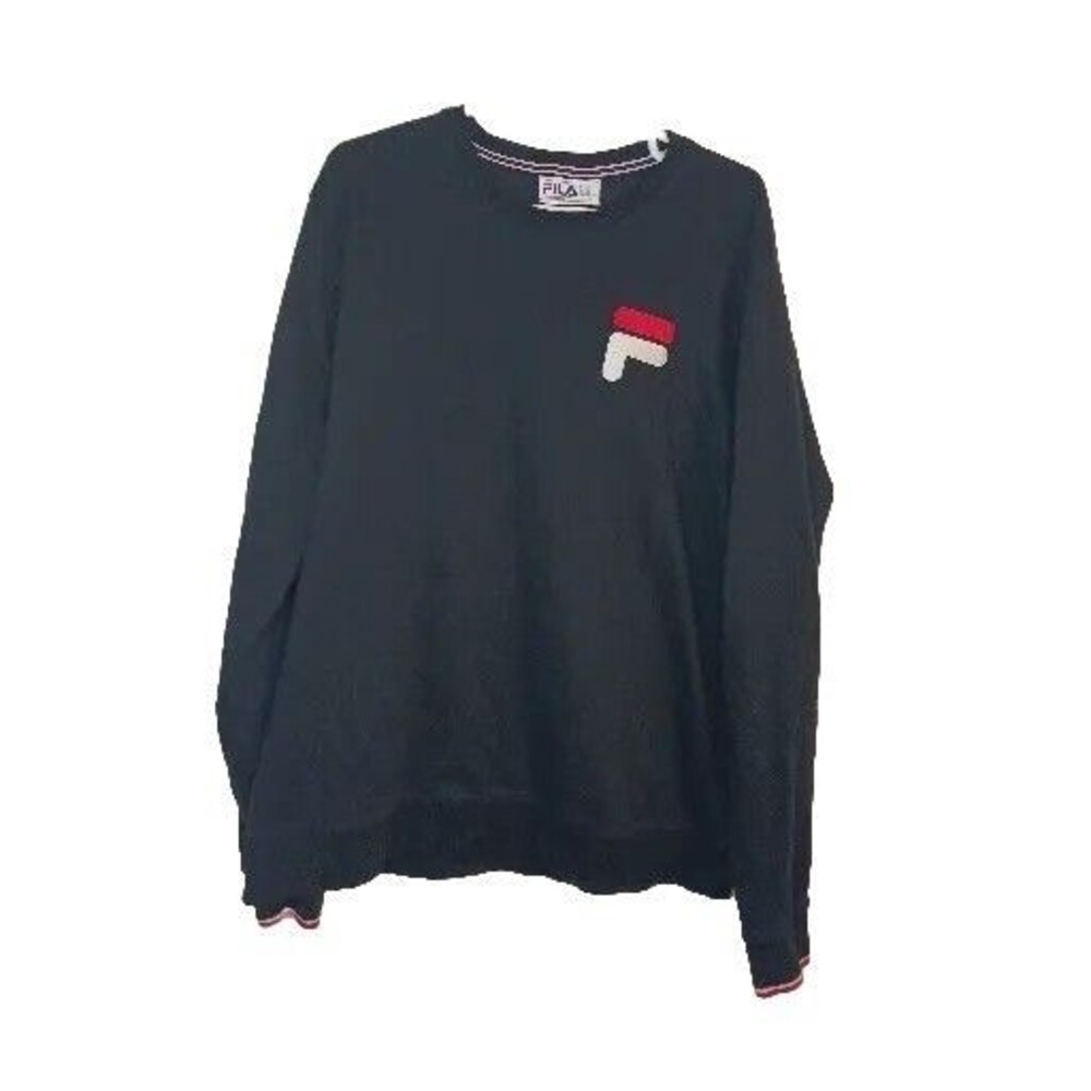 Fila French Terry Crew Neck  Long Sleeve Sweatshirt Black Men's Size XXL 2XL